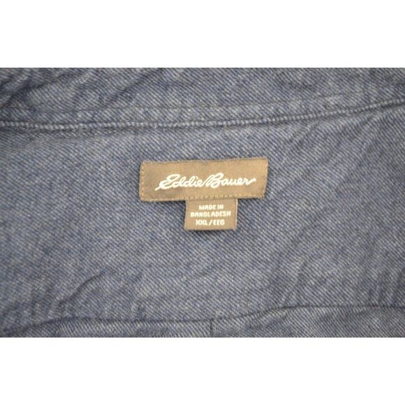 Eddie Bauer Men's XXL Blue Heavyweight Flannel Button Down Long Sleeve Shirt - Picture 9 of 11